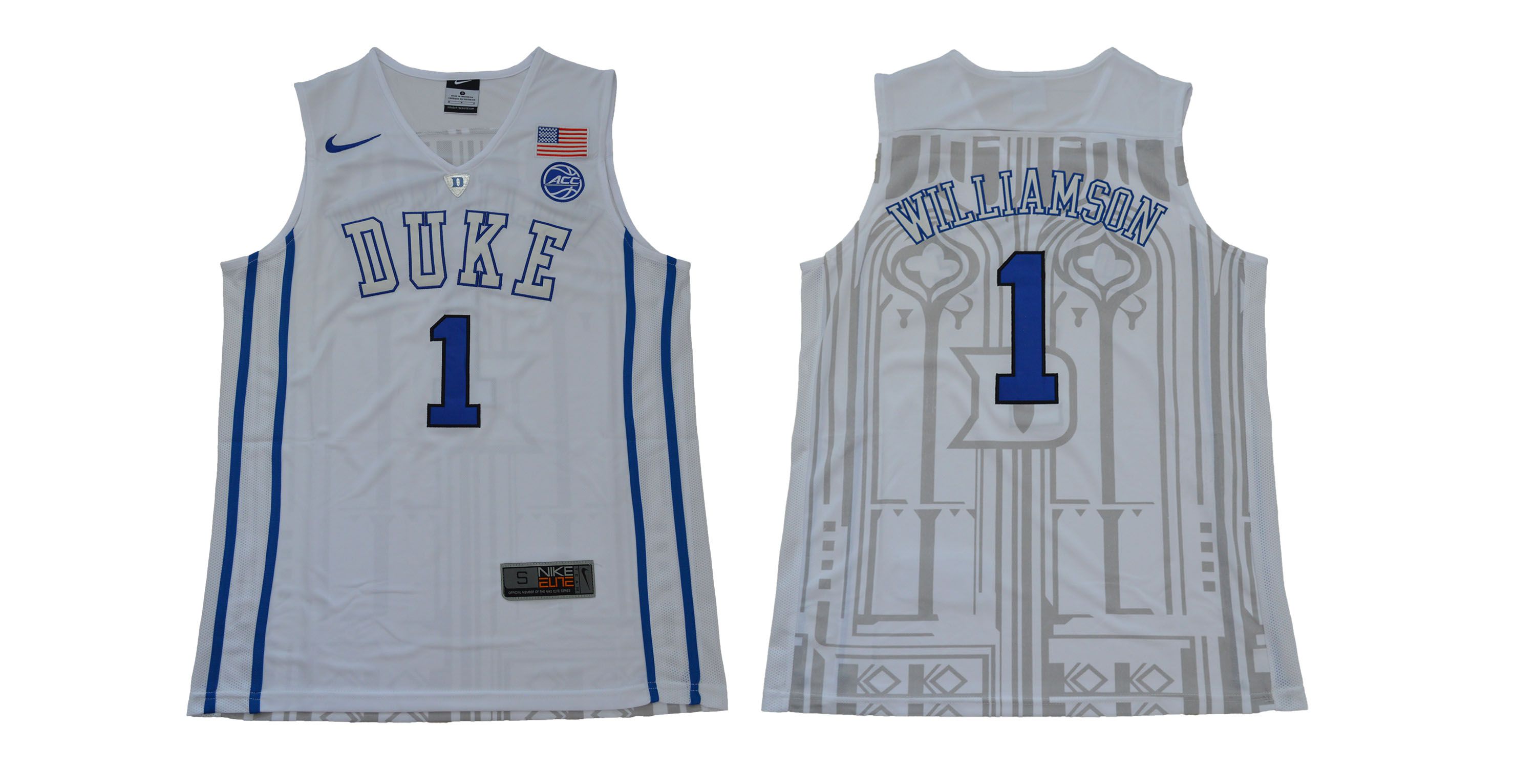 Men Duke Blue Devils #1 Williamson White NBA NCAA Jerseys